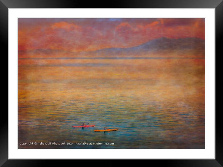 Canoes off Seamill at Sunset Framed Mounted Print by Tylie Duff Photo Art