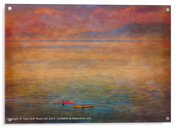 Canoes off Seamill at Sunset Acrylic by Tylie Duff Photo Art