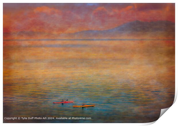 Canoes off Seamill at Sunset Print by Tylie Duff Photo Art