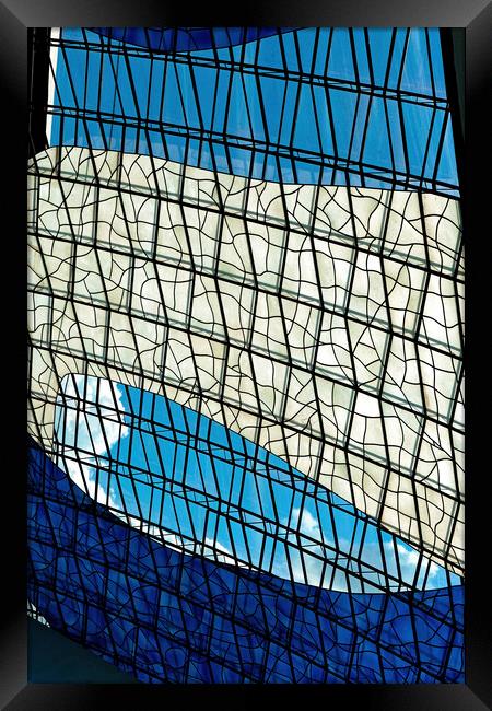 Blue Stained Glass Abstract Framed Print by Steve Painter