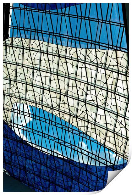 Blue Stained Glass Abstract Print by Steve Painter