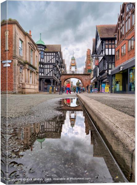 Eastgate Clock Chester Reflection Canvas Print by Rick Lindley
