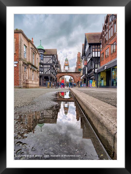 Eastgate Clock Chester Reflection Framed Mounted Print by Rick Lindley
