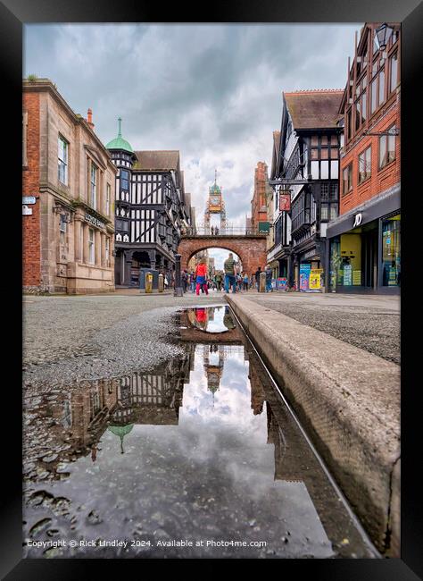 Eastgate Clock Chester Reflection Framed Print by Rick Lindley