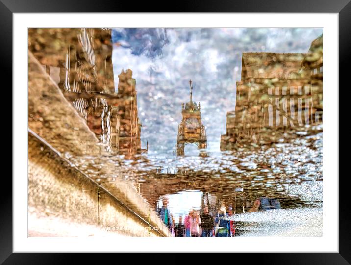Reflective Eastgate Clock Chester Framed Mounted Print by Rick Lindley