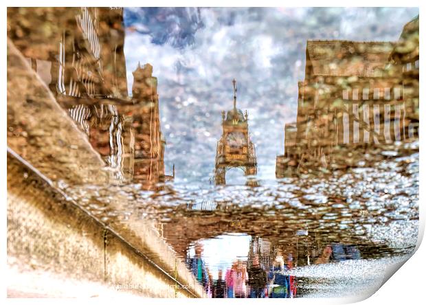 Reflective Eastgate Clock Chester Print by Rick Lindley