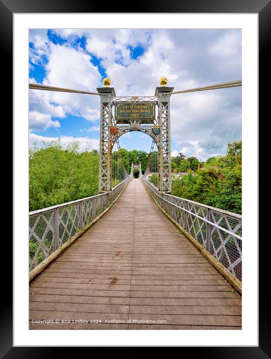 Queens Park Suspension Bridge Chester Framed Mounted Print by Rick Lindley