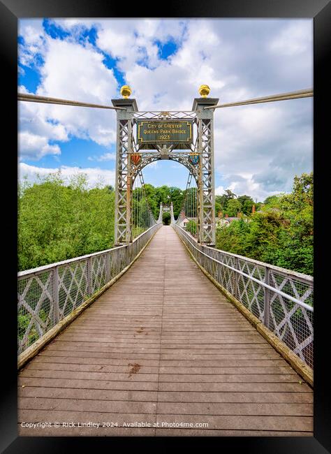 Queens Park Suspension Bridge Chester Framed Print by Rick Lindley