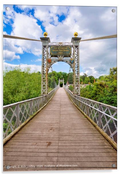 Queens Park Suspension Bridge Chester Acrylic by Rick Lindley