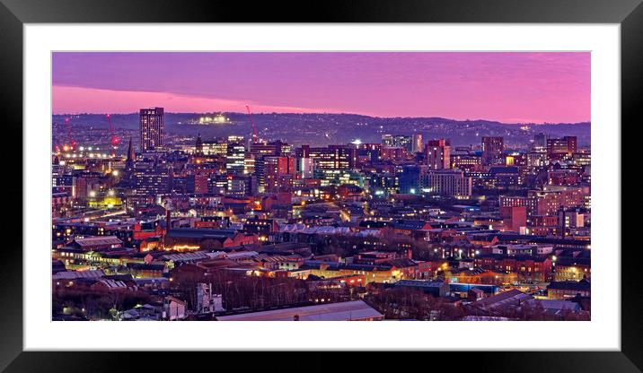 Vibrant Urban Cityscape Sheffield Framed Mounted Print by Darren Galpin