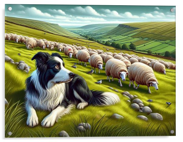 Sheep Watching Acrylic by Steve Smith