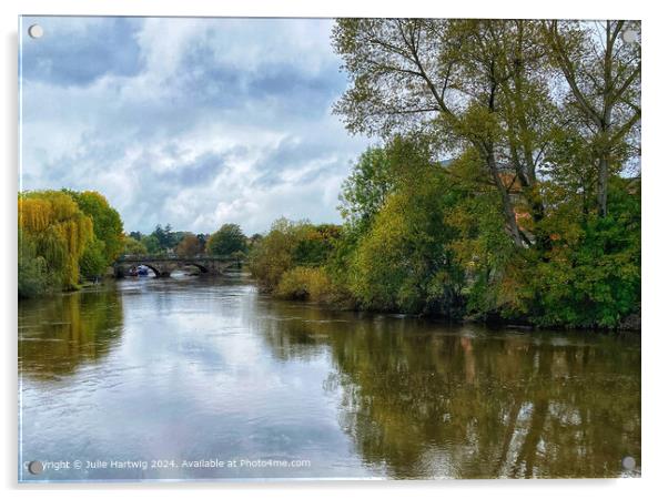 Welsh Bridge & River Severn, Shrewsbury Acrylic by Julie Hartwig