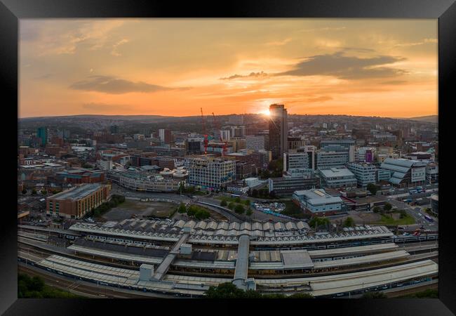 Sheffield City Skyline Sunset Framed Print by Apollo Aerial Photography