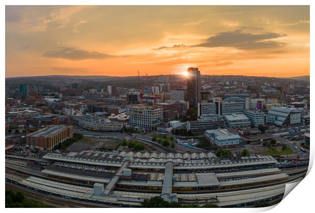 Sheffield City Skyline Sunset Print by Apollo Aerial Photography