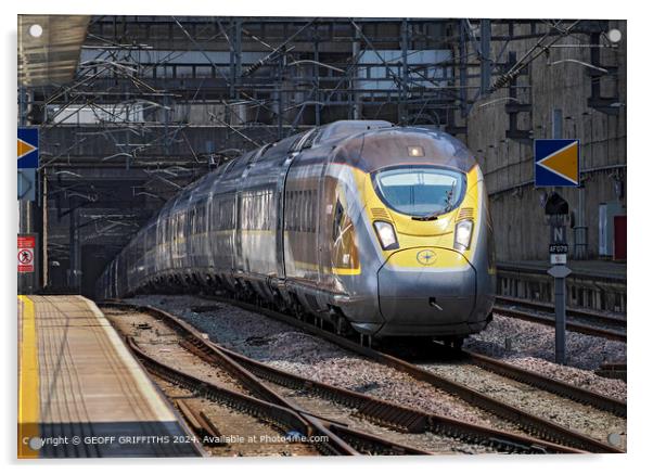 Eurostar Train London Travel Acrylic by GEOFF GRIFFITHS
