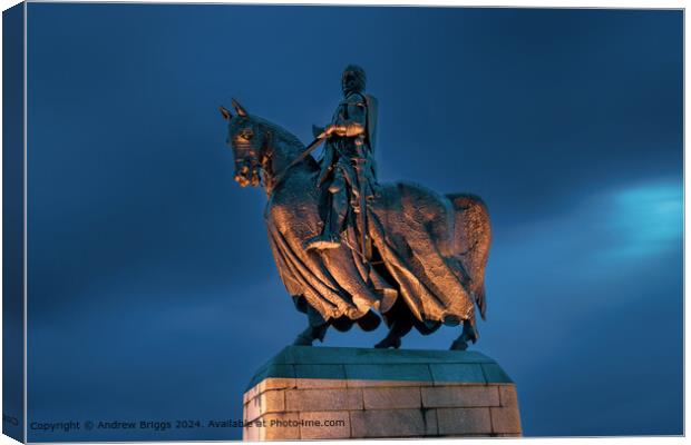 Illuminated Robert the Bruce Statue Canvas Print by Andrew Briggs