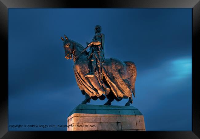 Illuminated Robert the Bruce Statue Framed Print by Andrew Briggs