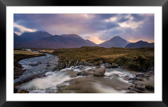 Skye Sunrise Cuillin Mountains Framed Mounted Print by Andrew Briggs