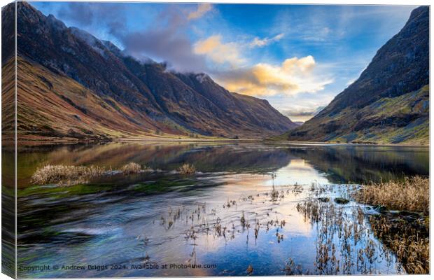 Glencoe Mountains Reflection Canvas Print by Andrew Briggs