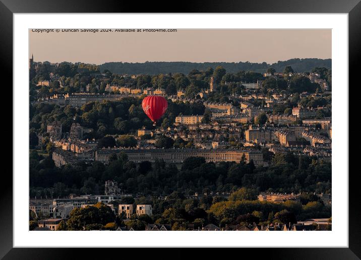 Royal Crescent Bath Landscape hot air balloon  Framed Mounted Print by Duncan Savidge