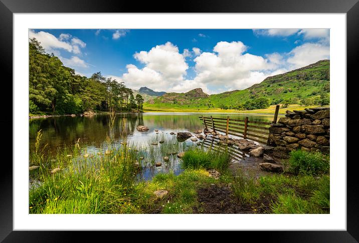 Blea Tarn Stone Wall Framed Mounted Print by nick coombs