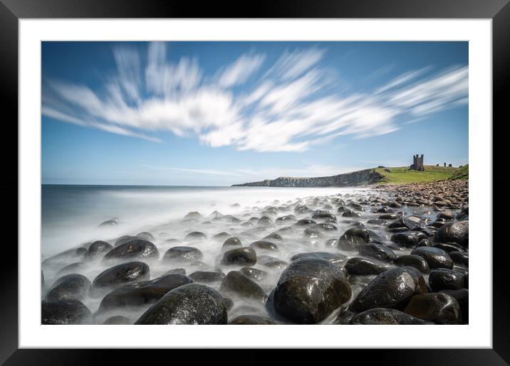 Dunstanburgh Castle Sand and Sea Framed Mounted Print by nick coombs