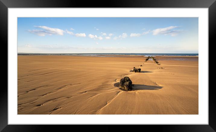 Steetley Pier Sand and Sea Framed Mounted Print by nick coombs