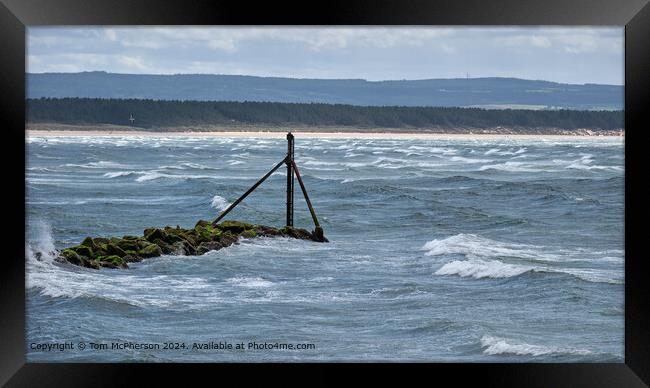 Stormy Seas at Burghead Harbour Framed Print by Tom McPherson