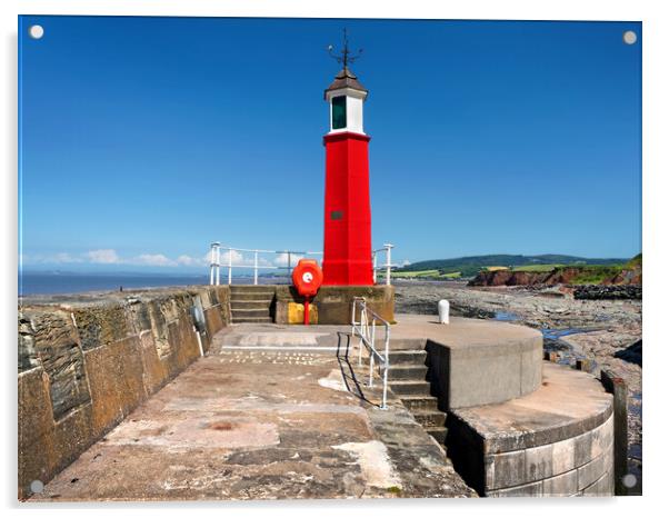 Watchet Harbour Lighthouse Acrylic by Darren Galpin