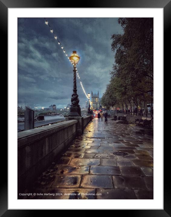 Rainy Night in London Framed Mounted Print by Julie Hartwig