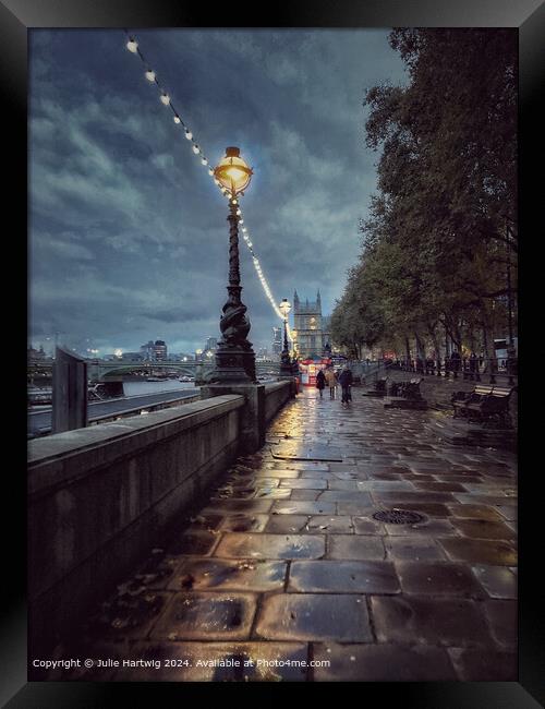 Rainy Night in London Framed Print by Julie Hartwig