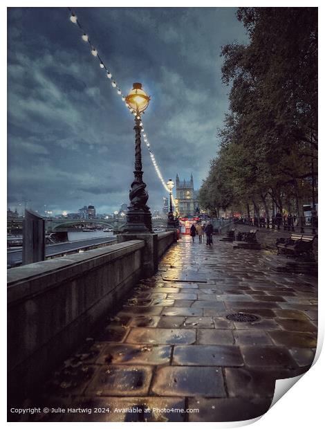 Rainy Night in London Print by Julie Hartwig