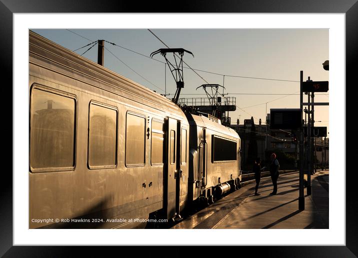 Golden Glow Electric Train Marseille Framed Mounted Print by Rob Hawkins