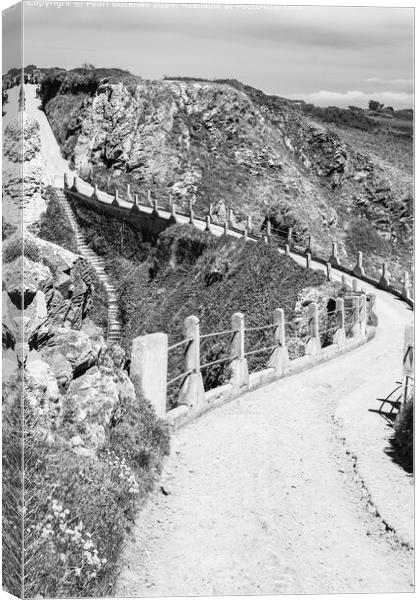 Le Coupee on Sark, Channel Islands Black and White Canvas Print by Pearl Bucknall