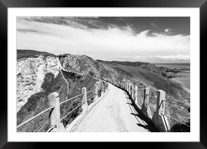 Le Coupee on Sark, Channel Islands Black and White Framed Mounted Print by Pearl Bucknall