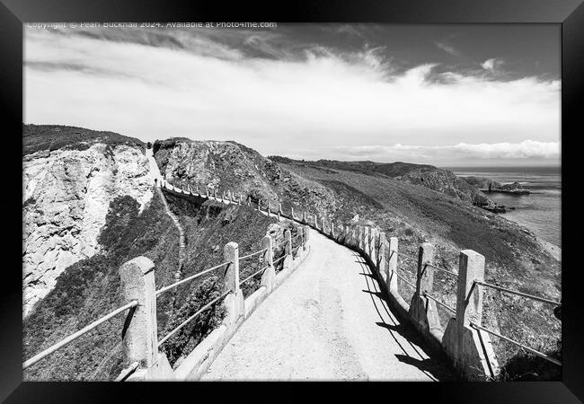 Le Coupee on Sark, Channel Islands Black and White Framed Print by Pearl Bucknall