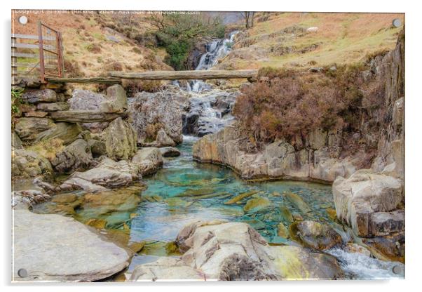 Afon Cwm Llan Waterfall on The Watkin Path Acrylic by Pearl Bucknall