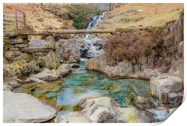 Afon Cwm Llan Waterfall on The Watkin Path Print by Pearl Bucknall