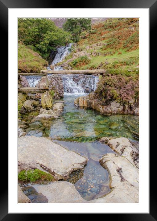 Afon Cwm Llan Waterfall on The Watkin Path Framed Mounted Print by Pearl Bucknall