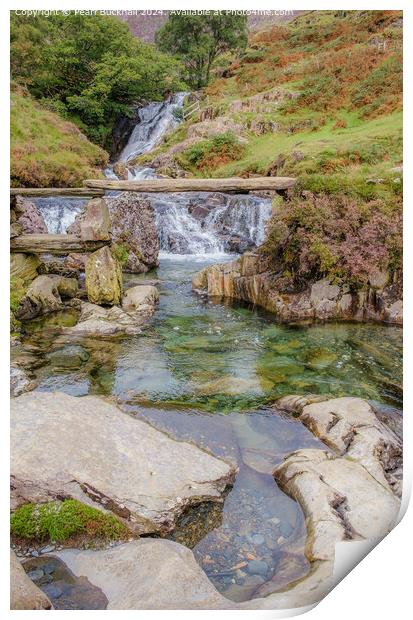 Afon Cwm Llan Waterfall on The Watkin Path Print by Pearl Bucknall