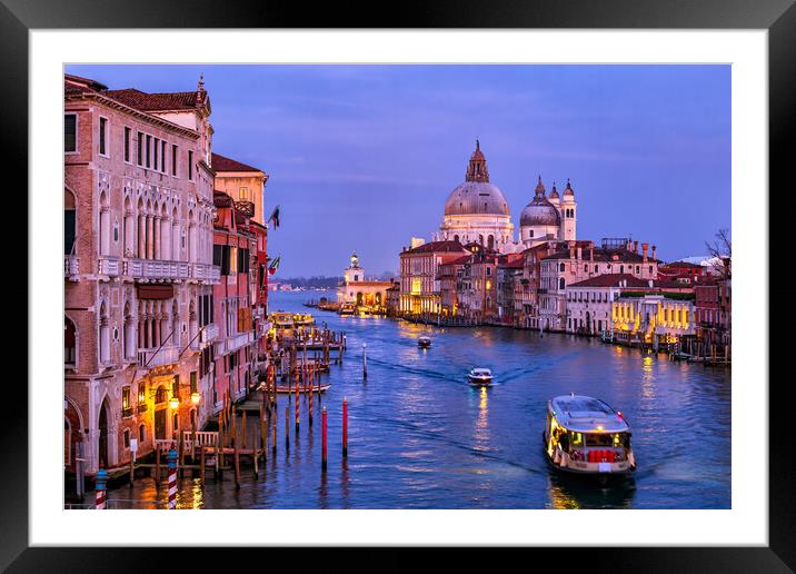 Venice Evening Skyline With Grand Canal Framed Mounted Print by Artur Bogacki