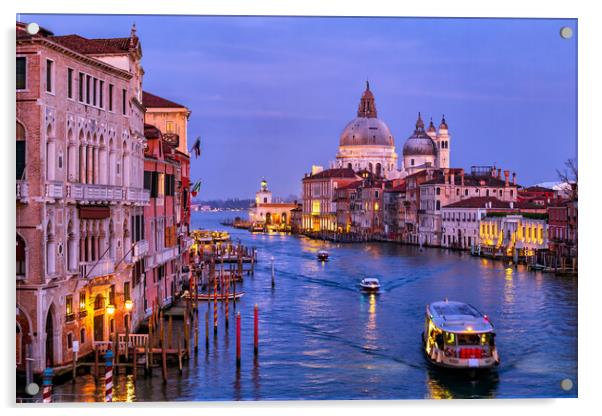 Venice Evening Skyline With Grand Canal Acrylic by Artur Bogacki