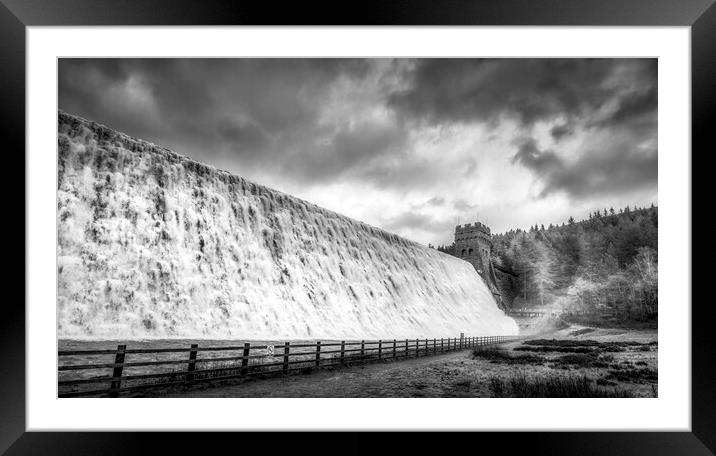 Derwent Dam Overflowing Framed Mounted Print by Tim Hill