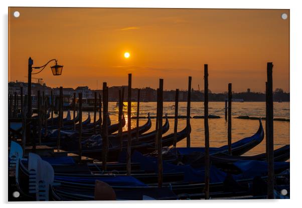 Venice Gondolas At Sunrise Acrylic by Artur Bogacki