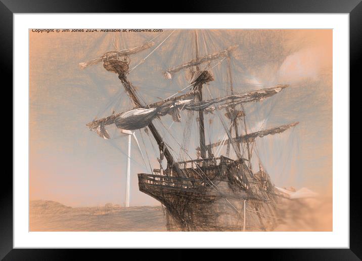 Spanish Galleon as Leonardo Da Vinci sketch Framed Mounted Print by Jim Jones
