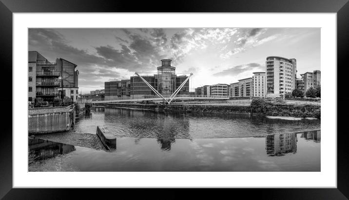 Leeds River Aire Black and White Framed Mounted Print by Tim Hill