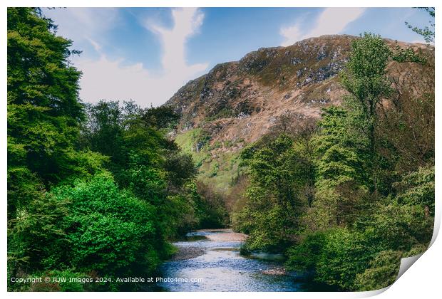 Benmore Mountain and River Landscape Print by RJW Images