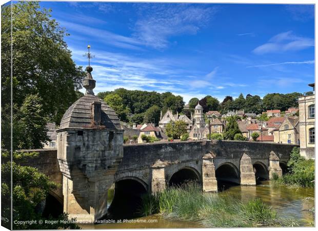 Bradford on Avon and the Cotswold Stone Bridge  Canvas Print by Roger Mechan