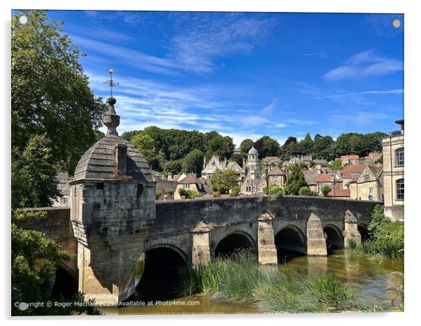 Bradford on Avon and the Cotswold Stone Bridge  Acrylic by Roger Mechan