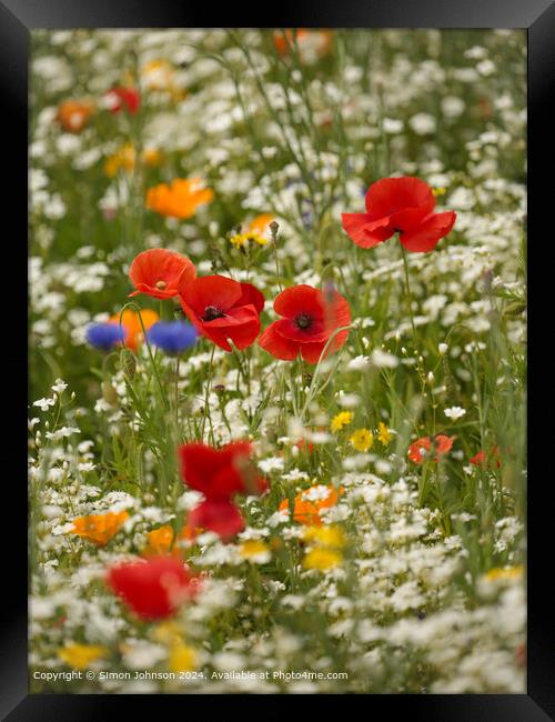 Cotswolds Flowers Landscape Framed Print by Simon Johnson